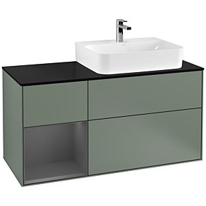 Villeroy and Boch Finion Villeroy and Boch Finion F142GKGM 120cm, cover plate glass black matt, shelf left anthracite matt, Olive Matt Lacquer