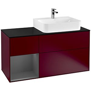 Villeroy and Boch Finion Villeroy and Boch Finion F142GKHB 120cm, cover plate glass black matt, shelf left anthracite matt, Peony Matt
