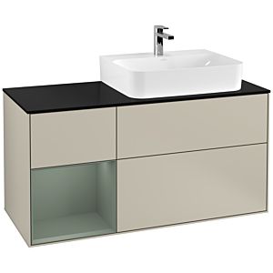 Villeroy and Boch Finion Villeroy and Boch Finion F142GMHH 120cm, cover plate glass black matt, shelf on the left Olive Matt Lacquer , Sand Matt Lacquer