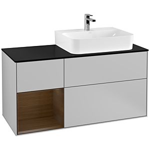 Villeroy and Boch Finion Villeroy and Boch Finion F142GNGJ 120cm, cover plate glass black matt, shelf left walnut veneer, light gray matt