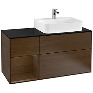 Villeroy and Boch Finion Villeroy and Boch Finion F142GNGN 120cm, cover plate glass black matt, shelf left Walnut veneer, Walnut veneer