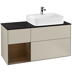 Villeroy and Boch Finion Villeroy and Boch Finion F142GNHH 120cm, cover plate glass black matt, shelf left Sand Matt Lacquer veneer, Sand Matt Lacquer