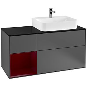 Villeroy et Boch Finion Villeroy et Boch F142HBGK 120cm, couvercle en verre noir mat, étagère à gauche Peony , anthracite mat