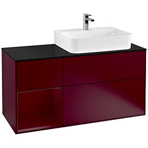 Villeroy and Boch Finion Villeroy and Boch Finion F142HBHB 120cm, cover plate glass black matt, shelf on the left Peony , Peony Matt