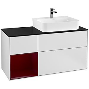 Villeroy and Boch Finion Villeroy and Boch Finion F142HBMT 120cm, cover plate glass black matt, shelf on the left Peony , white matt lacquer