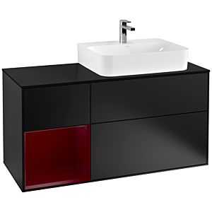 Villeroy and Boch Finion Villeroy and Boch Finion F142HBPD 120cm, cover plate glass black matt, shelf on the left Peony , black matt lacquer