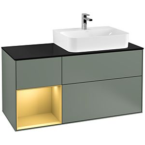 Villeroy and Boch Finion Villeroy and Boch Finion F142HFGM 120cm, cover plate glass black matt, shelf left gold matt, Olive Matt Lacquer