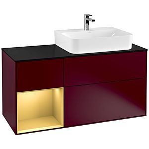 Villeroy and Boch Finion Villeroy and Boch Finion F142HFHB 120cm, cover plate glass black matt, shelf left gold matt, Peony Matt