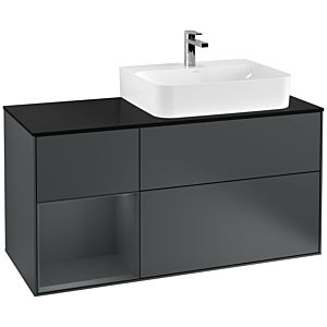 Villeroy and Boch Finion Villeroy and Boch Finion F142HGHG 120cm, cover plate glass black matt, shelf left Midnight Blue Matt Lacquer , Midnight Blue Matt Lacquer