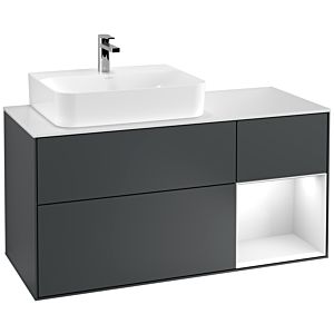 Villeroy et Boch Finion Villeroy et Boch F151GFHG 120cm, couvercle blanc mat, étagère à droite Laque blanc brillant, Midnight Blue Matt Lacquer
