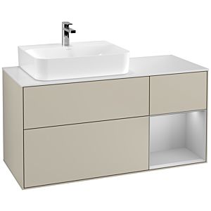 Villeroy and Boch Finion Villeroy and Boch Finion F151GJHH 120cm, cover plate white matt, shelf on the right light gray matt, Sand Matt Lacquer