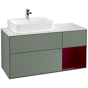 Villeroy and Boch Finion Villeroy and Boch Finion F151HBGM 120cm, cover plate matt white, shelf on the right Peony , Olive Matt Lacquer