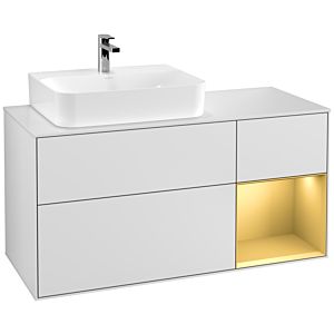 Villeroy and Boch Finion Villeroy and Boch Finion F151HFMT 120cm, cover plate white matt, shelf right gold matt, white matt lacquer