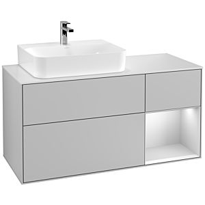 Villeroy and Boch Finion Villeroy and Boch Finion F151MTGJ 120cm, cover plate white matt, shelf on the right white matt lacquer, light gray matt