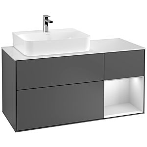 Villeroy and Boch Finion Villeroy and Boch Finion F151MTGK 120cm, cover plate white matt, shelf on the right white matt lacquer, anthracite matt