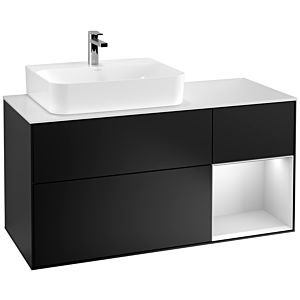 Villeroy and Boch Finion Villeroy and Boch Finion F151MTPD 120cm, cover plate white matt, shelf on the right white matt lacquer, black matt lacquer