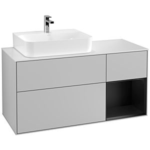 Villeroy and Boch Finion Villeroy and Boch Finion F151PDGJ 120cm, cover plate white matt, shelf on the right black matt lacquer, light gray matt