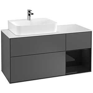 Villeroy and Boch Finion Villeroy and Boch Finion F151PHGK 120cm, cover plate matt white, shelf on the right Glossy Black Lacquer , anthracite matt