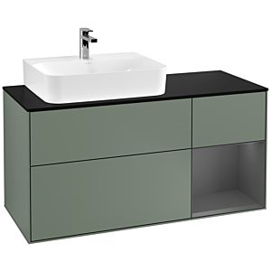 Villeroy et Boch Finion Villeroy et Boch F152GKGM 120cm, plaque de finition noir mat, étagère à droite Anthracite mat, Olive Matt Lacquer
