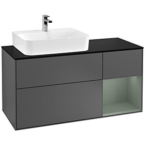 Villeroy et Boch Finion Villeroy et Boch F152GMGK 120cm, plaque de finition noir mat, étagère à droite Olive Matt Lacquer , anthracite mat