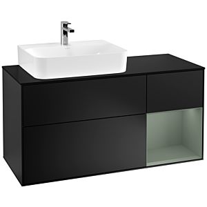 Villeroy et Boch Finion Villeroy et Boch F152GMPD 120cm, plaque de finition noir mat, étagère à droite Olive Matt Lacquer , laqué noir mat