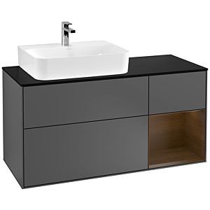 Villeroy et Boch Finion Villeroy et Boch F152GNGK 120cm, plaque de finition noir mat, étagère droite placage noyer, anthracite mat
