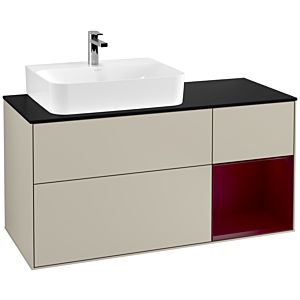 Villeroy and Boch Finion Villeroy and Boch Finion F152HBHH 120cm, cover plate black matt, shelf on the right Peony , Sand Matt Lacquer