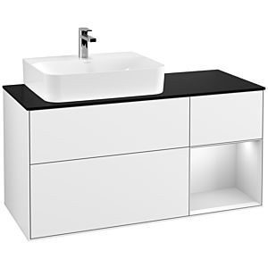 Villeroy and Boch Finion Villeroy and Boch Finion F152MTGF 120cm, cover plate black matt, shelf on the right white matt lacquer, glossy white lacquer