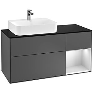 Villeroy and Boch Finion Villeroy and Boch Finion F152MTGK 120cm, cover plate black matt, shelf on the right white matt lacquer, anthracite matt