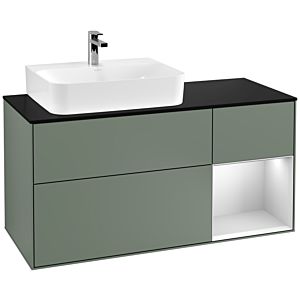 Villeroy and Boch Finion Villeroy and Boch Finion F152MTGM 120cm, cover plate black matt, shelf on the right white matt lacquer, Olive Matt Lacquer