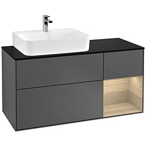 Villeroy et Boch Finion Villeroy et Boch F152PCGK 120cm, plaque de finition noir mat, étagère à droite Oak Veneer , anthracite mat
