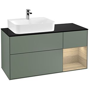 Villeroy and Boch Finion Villeroy and Boch Finion F152PCGM 120cm, cover plate black matt, shelf on the right Oak Veneer , Olive Matt Lacquer