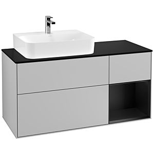 Villeroy and Boch Finion Villeroy and Boch Finion F152PDGJ 120cm, cover plate black matt, shelf on the right black matt lacquer, light gray matt