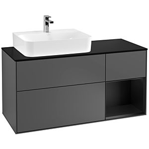 Villeroy and Boch Finion Villeroy and Boch Finion F152PDGK 120cm, cover plate black matt, shelf on the right black matt lacquer, anthracite matt