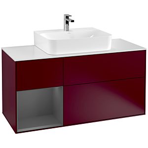 Villeroy et Boch Finion Villeroy et Boch F161GKHB 120cm, plaque de finition blanc mat, étagère gauche anthracite mat, Peony Matt