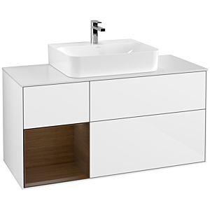 Villeroy and Boch Finion Villeroy and Boch Finion F161GNGF 120cm, cover plate white matt, shelf left walnut veneer, glossy white lacquer