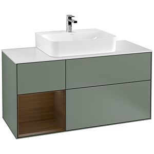 Villeroy and Boch Finion Villeroy and Boch Finion F161GNGM 120cm, cover plate matt white, shelf left Olive Matt Lacquer veneer, Olive Matt Lacquer