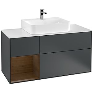 Villeroy and Boch Finion Villeroy and Boch Finion F161GNHG 120cm, cover plate matt white, shelf left Walnut veneer, Midnight Blue Matt Lacquer