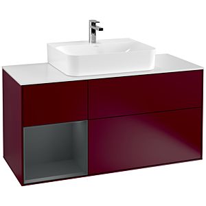 Villeroy et Boch Finion Villeroy et Boch F161HGHB 120cm, plaque de finition blanc mat, étagère gauche Midnight Blue Matt Lacquer , Peony Matt