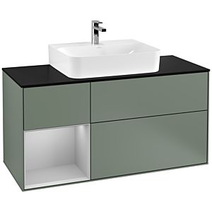 Villeroy and Boch Finion Villeroy and Boch Finion F162GJGM 120cm, cover plate black matt, shelf left light gray matt, Olive Matt Lacquer