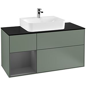 Villeroy and Boch Finion Villeroy and Boch Finion F162GKGM 120cm, cover plate black matt, shelf left anthracite matt, Olive Matt Lacquer