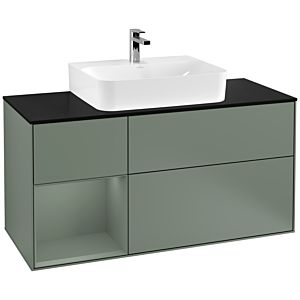 Villeroy and Boch Finion Villeroy and Boch Finion F162GMGM 120cm, cover plate black matt, shelf left Olive Matt Lacquer , Olive Matt Lacquer