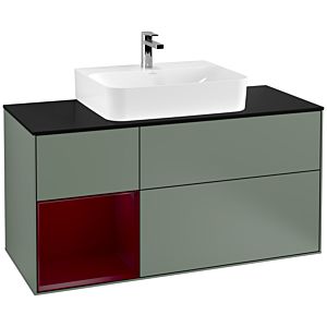 Villeroy and Boch Finion Villeroy and Boch Finion F162HBGM 120cm, cover plate black matt, shelf left Peony , Olive Matt Lacquer