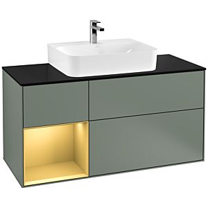 Villeroy and Boch Finion Villeroy and Boch Finion F162HFGM 120cm, cover plate black matt, shelf left gold matt, Olive Matt Lacquer