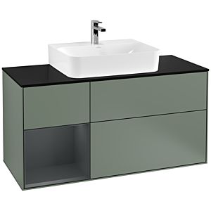 Villeroy and Boch Finion Villeroy and Boch Finion F162HGGM 120cm, cover plate black matt, shelf left Midnight Blue Matt Lacquer , Olive Matt Lacquer