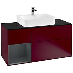 Villeroy et Boch Finion Villeroy et Boch F162HGHB 120cm, plaque de finition noir mat, étagère gauche Midnight Blue Matt Lacquer , Peony Matt