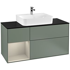 Villeroy and Boch Finion Villeroy and Boch Finion F162HHGM 120cm, cover plate matt black, shelf on the left Sand Matt Lacquer , Olive Matt Lacquer