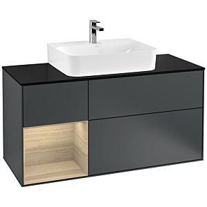 Villeroy and Boch Finion Villeroy and Boch Finion F162PCHG 120cm, cover plate black matt, shelf left Oak Veneer , Midnight Blue Matt Lacquer