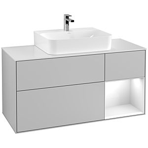 Villeroy and Boch Finion Villeroy and Boch Finion F171GFGJ 120cm, cover plate matt white, shelf on the right glossy white lacquer, light gray matt