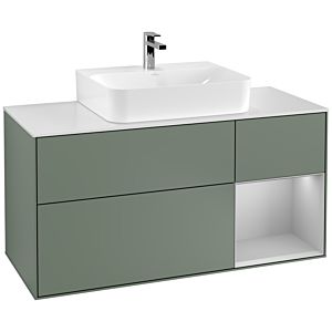 Villeroy and Boch Finion Villeroy and Boch Finion F171GJGM 120cm, cover plate white matt, shelf on the right light gray matt, Olive Matt Lacquer